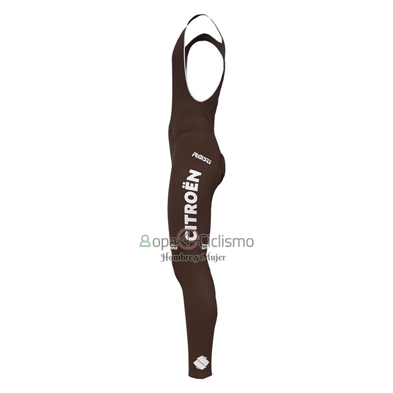 Ag2r Citroen Team Ropa Ciclismo Culotte Largo 2023 Mangas Largas Blanco Brown